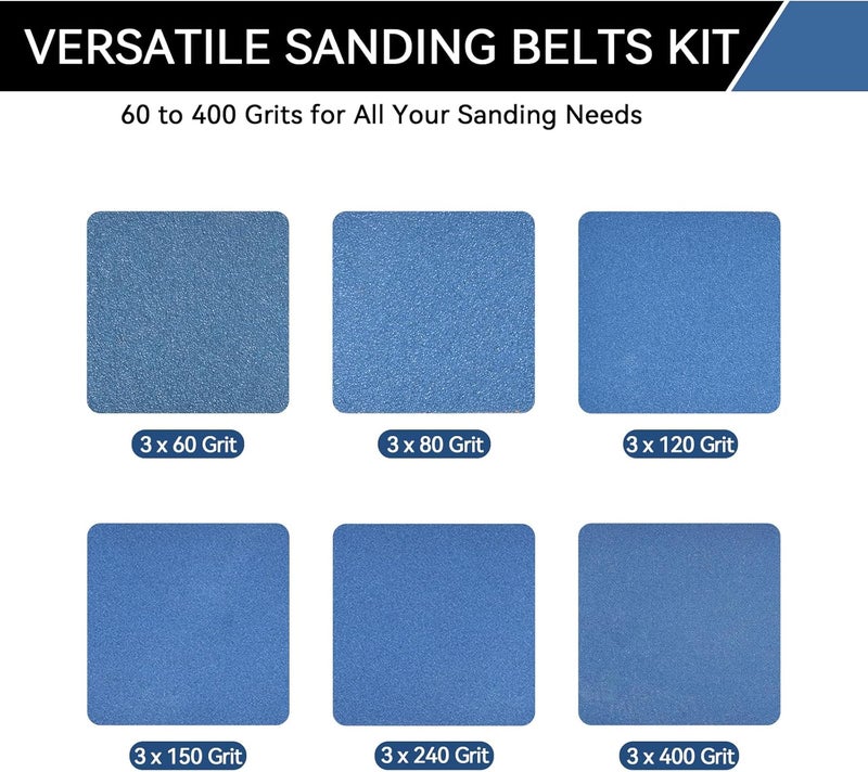 Aolabela 4x36 Inch Sanding Belts 18 Pcs 6 Grits Sizes (3 Each of 60/80/120/150/240/400 Grits) Heavy Duty Belt Sander Zirconia Belt Sander Paper for Wood, Metal, Stainless Steel, Cars, and Furniture - Image 3